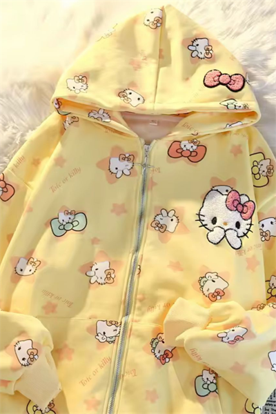 Yellow Toic Hello Kitty Zip Hoode