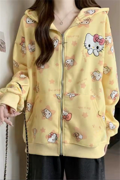 Yellow Toic Hello Kitty Zip Hoode