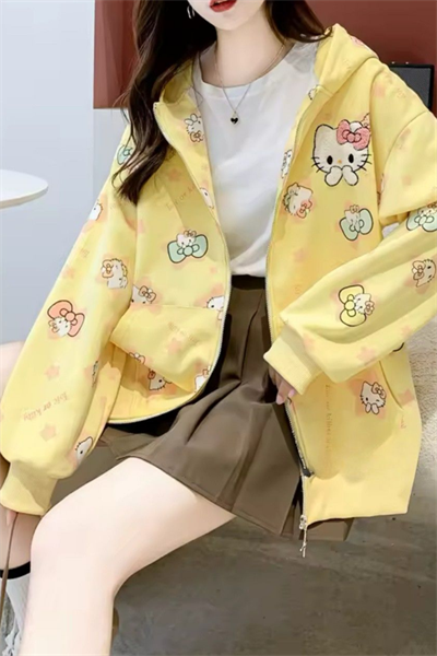 Yellow Toic Hello Kitty Zip Hoode