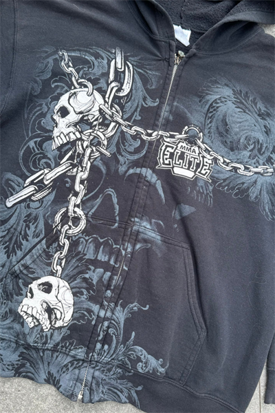 Yeni Siyah Gallows Skulls Y2K MMA Cyber Grunge Kapüşonlu Sweatshirt