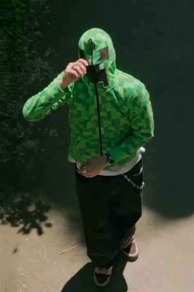 Yeşil Creeper Y2K Unisex Kapüşonlu Hırka