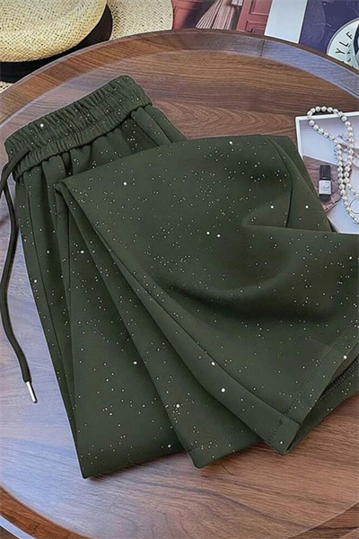 Yeşil Glow Simli Eşofman Altı