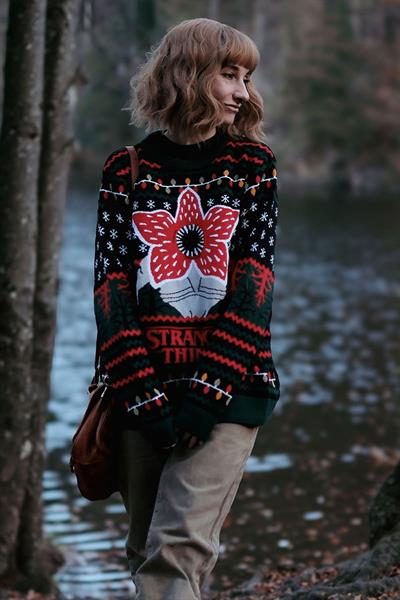 Yeşil Stranger Things Demogorgon Knitted Unisex Kazak