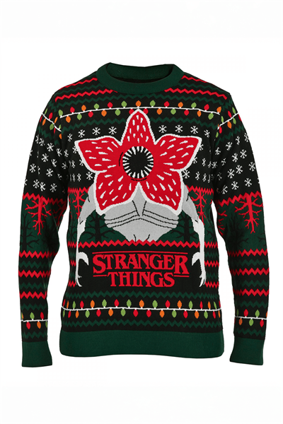 Yeşil Stranger Things Demogorgon Knitted Unisex Kazak