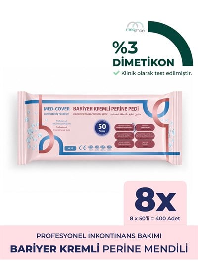 Bariyer Kremli Perine Bölgesi Temizleme Pedi/mendili 50'li - 8 Adet