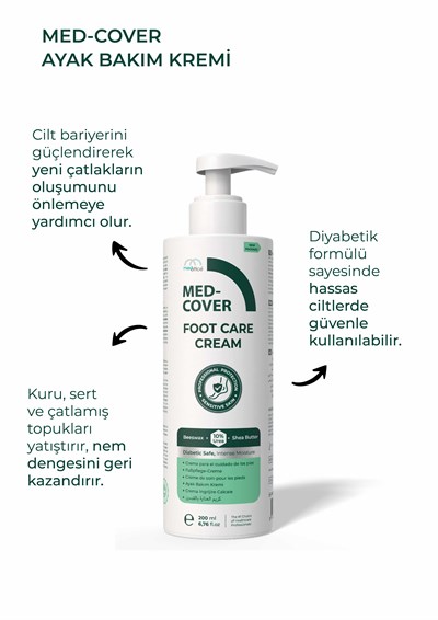 MED-COVER Ayak Bakım Kremi x 2 adet– Uyumlu & Hassas Ciltlere Özel (%10 Üre, Shea Butter, Beeswax