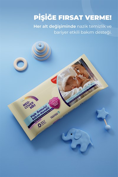 Med-Cover Baby Pişik Önleyici Bakım Mendili – Pudra Esintisi  / 50li x 3 Avantaj Paketi 
