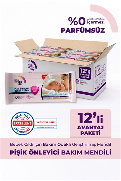 Med-Cover Baby Pişik Önleyici Bakım Mendili 50li x 12 Avantaj Paketi