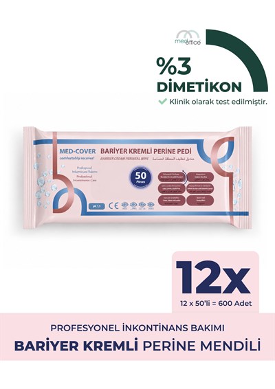 MED-COVER Bariyer Kremli Perine Bölgesi Temizleme Pedi/mendili 50li - 12 Adet