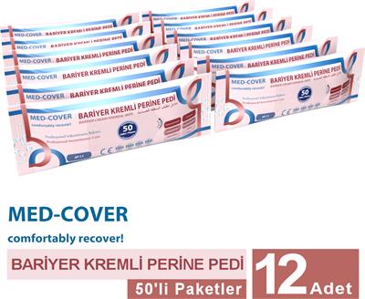 MED-COVER Bariyer Kremli Perine Bölgesi Temizleme Pedi/mendili 50'li - 12 Adet