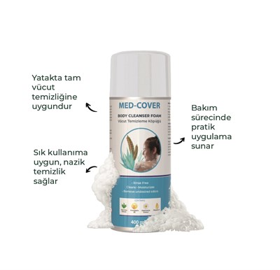 MED-COVER Vücut Temizleme Köpüğü Aerosol 400 ml x 2 adet