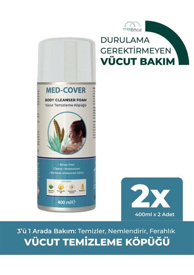 MED-COVER Vücut Temizleme Köpüğü Aerosol 400 ml x 2 adet