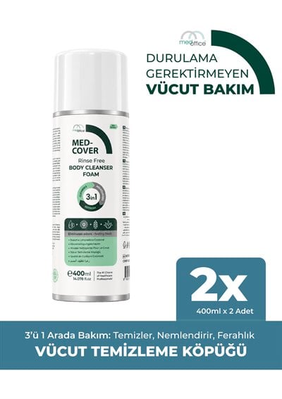 MED-COVER Vücut Temizleme Köpüğü Aerosol 400 ml x 2 adet