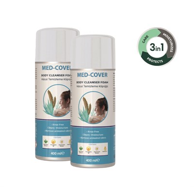 MED-COVER Vücut Temizleme Köpüğü Aerosol 400 ml x 2 adet