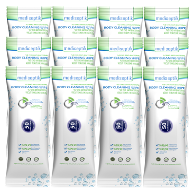 Mediseptik Antibakteriyel Vücut Temizleme Havlusu 50 li  x 12 adet