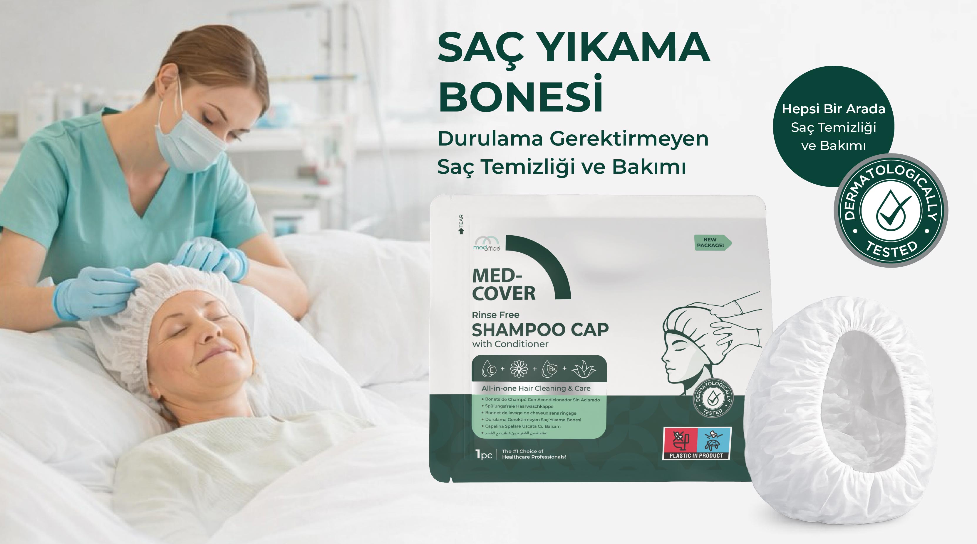 Med-Cover Saç Yıkama Bonesi Uygulaması