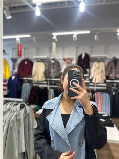 Denim Ön Panelli Trençkot