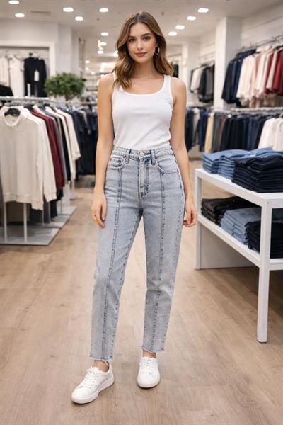 Yüksek Bel Füme Dar Paça Jean Pantolon1
