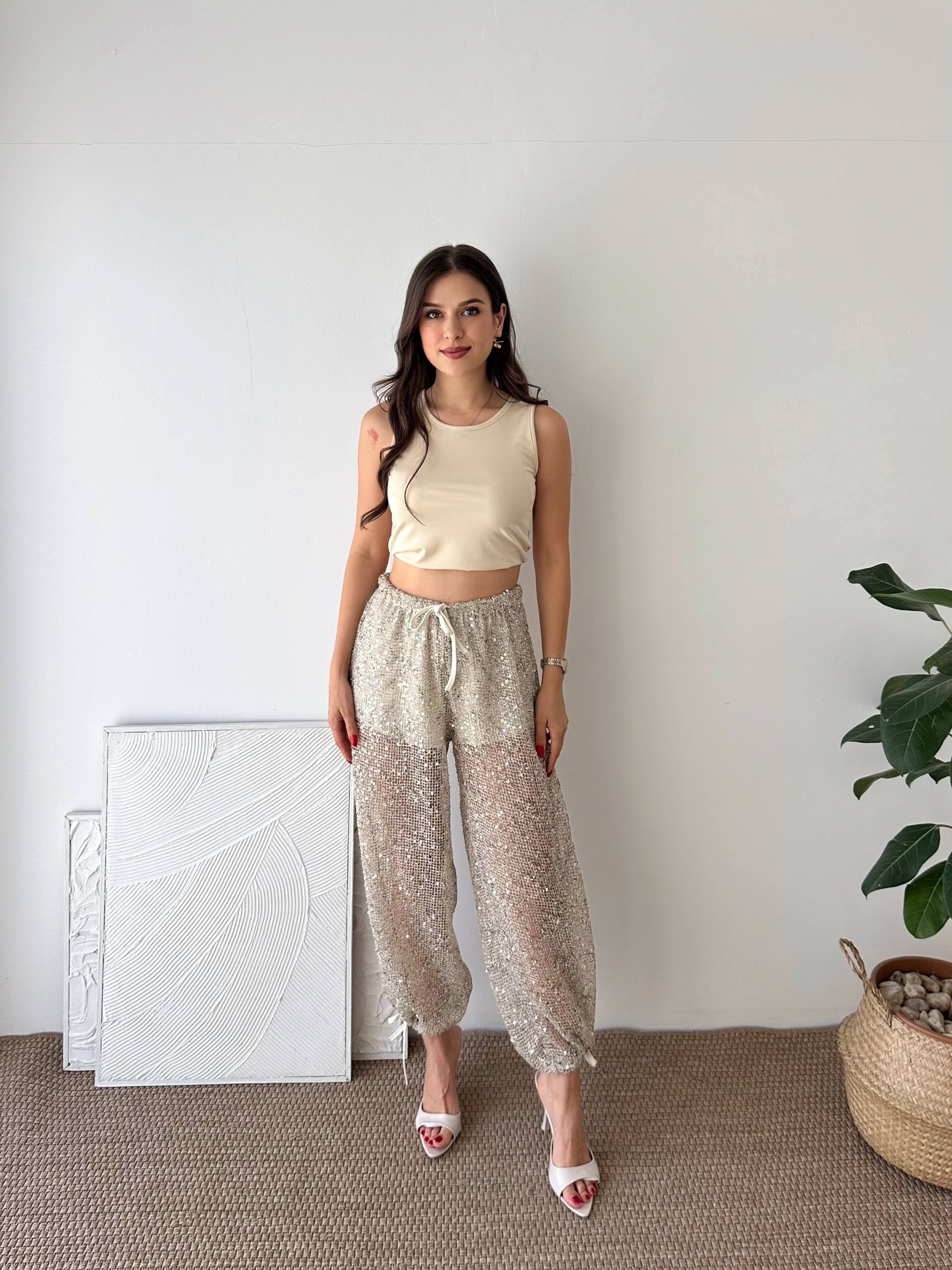 ASTARLI PUL KREM PANTALON