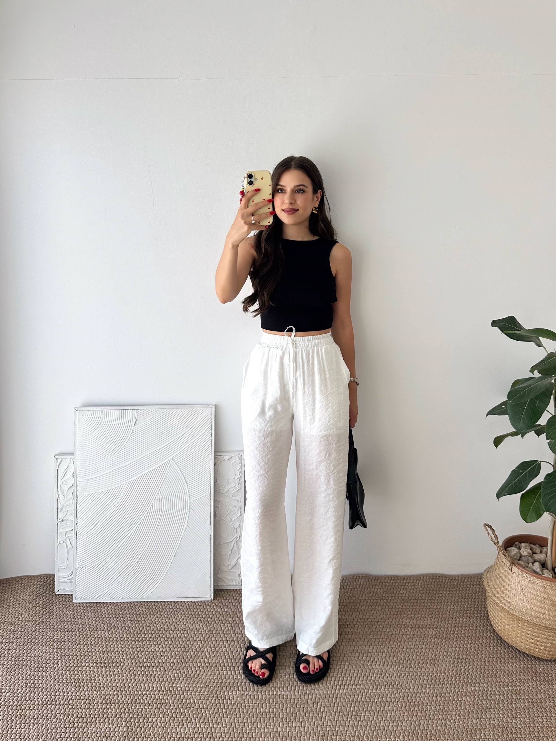 İÇİ ASTARLI BEYAZ PANTALON