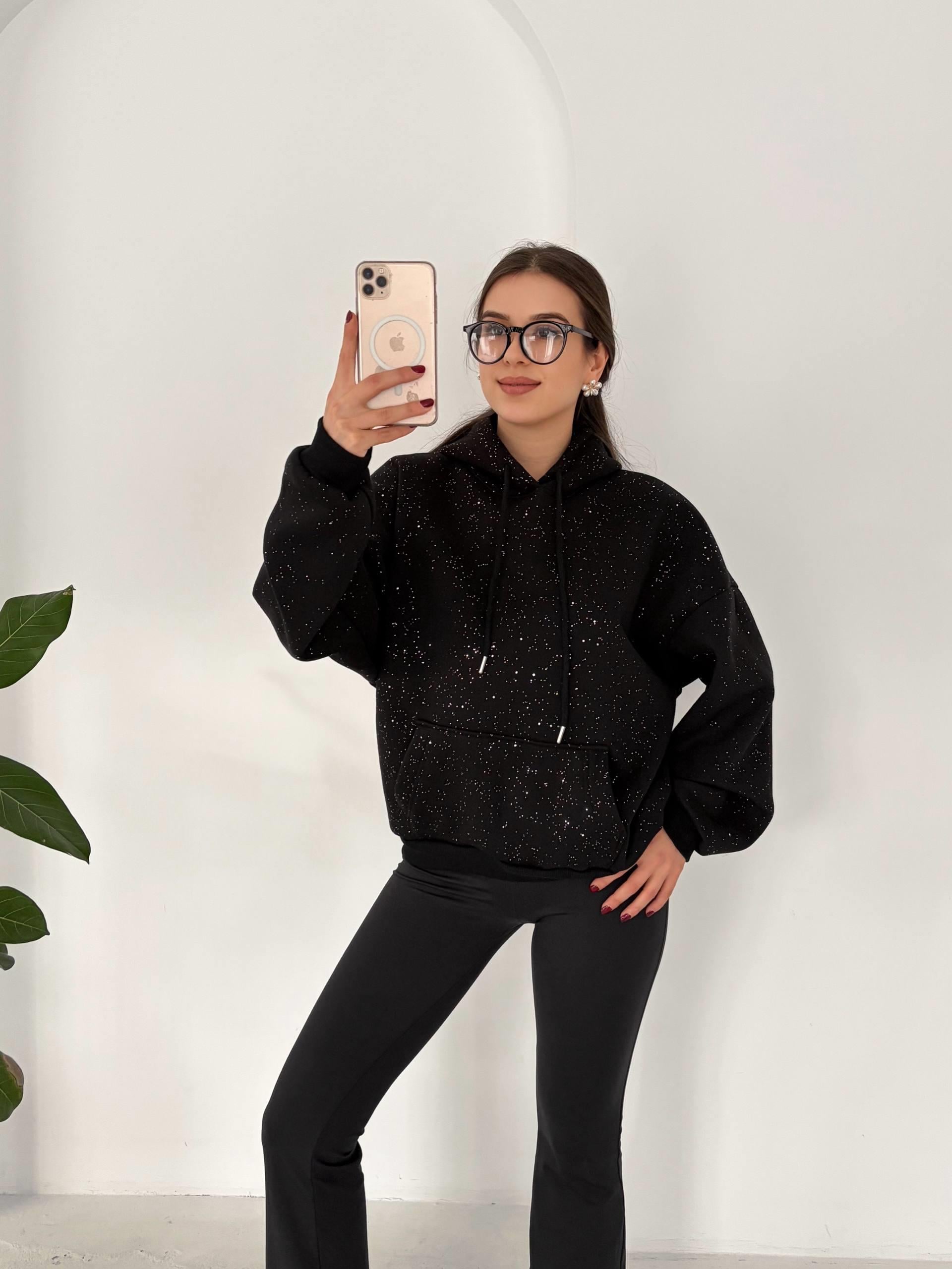 SİMLİ SİYAH KALIN KUMAŞ SWEAT
