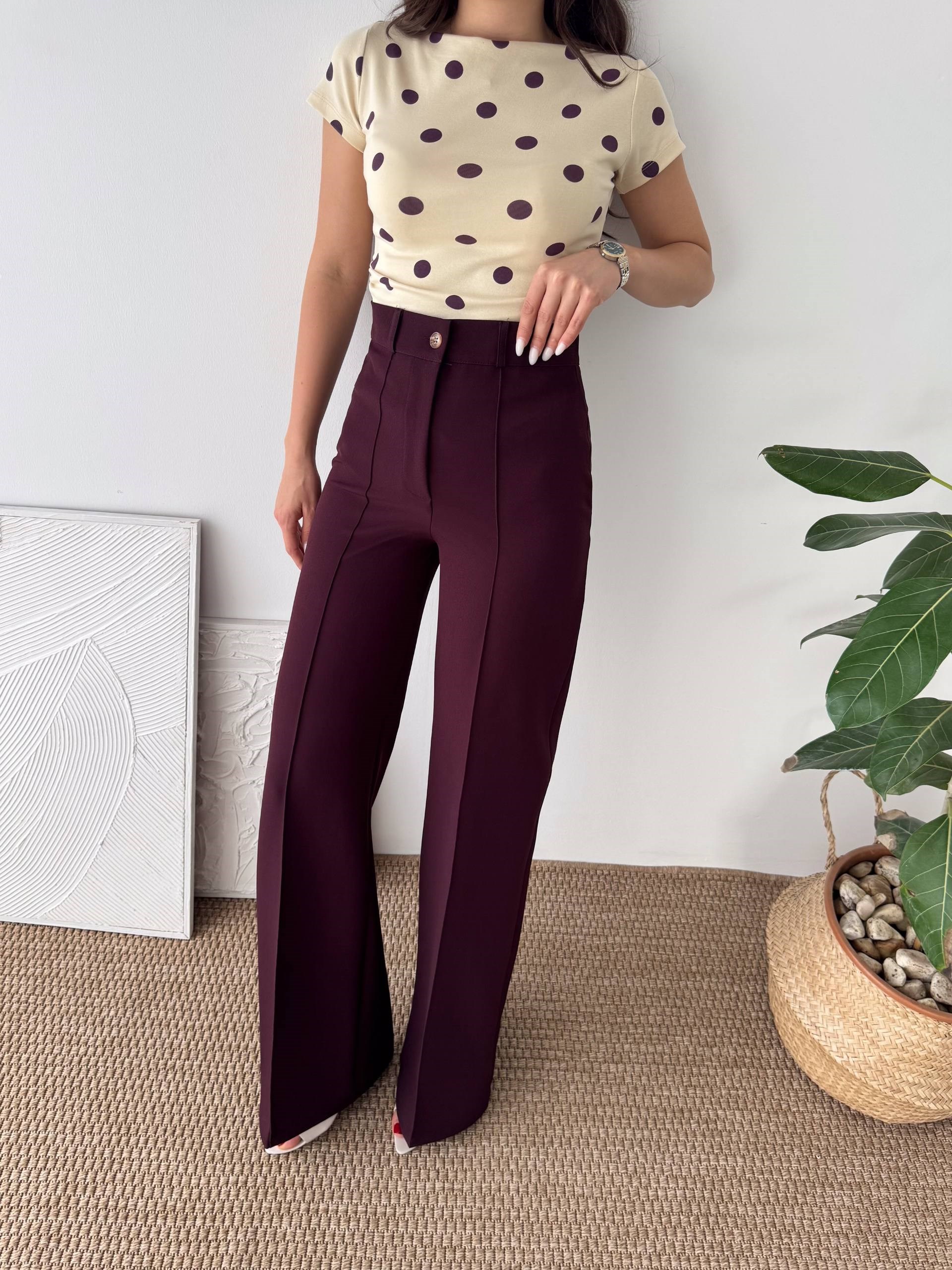 ÇİMA DETAY BORDO KUMAŞ PANTALON