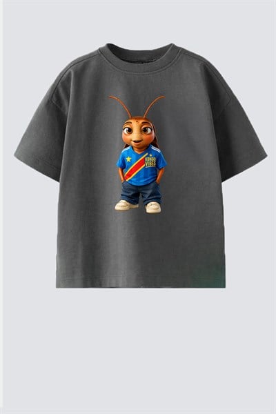 Unisex Çocuk Pamuklu Demokratik Kongo Baskılı T-Shirt