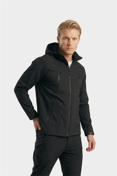 Defense29 Tactical Su ve Rüzgar Geçirmez Likralı Softshell Mont - Siyah