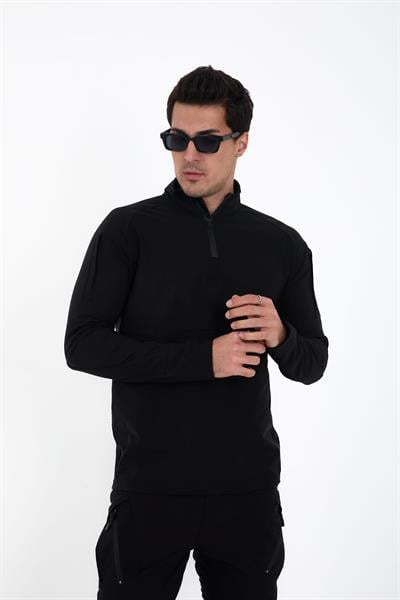Taktik Giyim ÜrünleriTaktik Siyah Sweatshirt – Suya ve Yırtılmaya Dayanıklı, Esneyebilir Kumaş