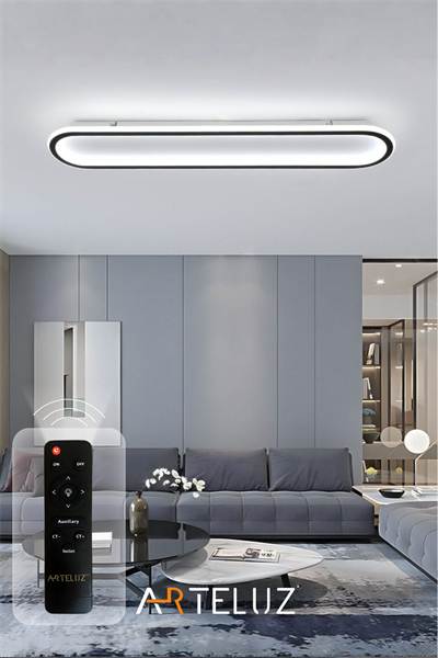 UZUN ELİPS MODEL MODERN PLAFONYER AVİZE (100X20 CM)