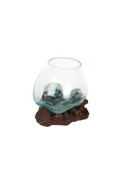 Ahşap El Yapımı Zemin ve Bardak 8 cm x 14 cm