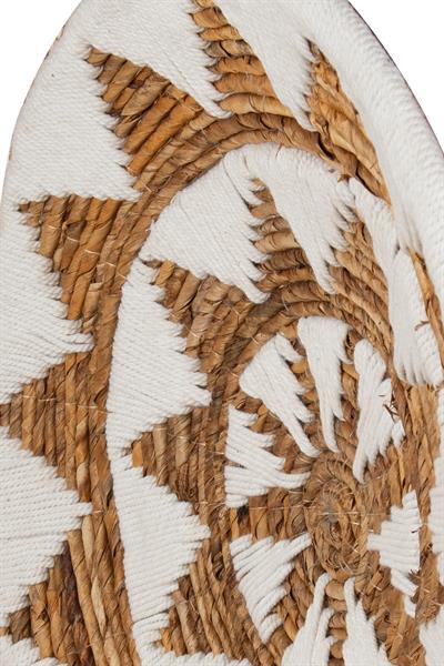 Bohem Hasır Yuvarlak Duvar Dekoru Bambu ve Makrome İle Yapılan Duvar Süsü 50 cm x 50 cm