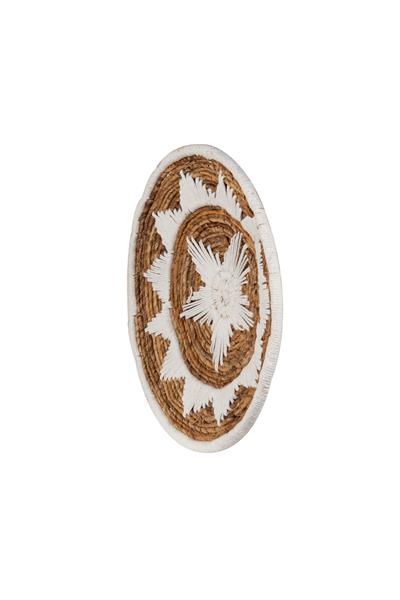 Bohem Hasır Yuvarlak Duvar Dekoru Bambu ve Makrome İle Yapılan Duvar Süsü 50 cm x 50 cm