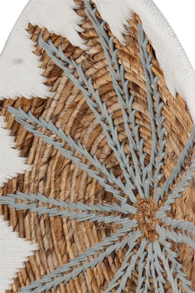 Bohem Hasır Yuvarlak Duvar Dekoru Bambu ve Makrome İle Yapılan Duvar Süsü 50 cm x 50 cm