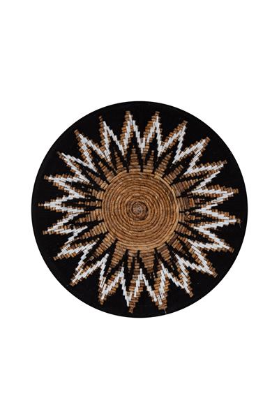 Bohem Hasır Yuvarlak Duvar Dekoru Bambu ve Makrome İle Yapılan Duvar Süsü 50 cm x 50 cm