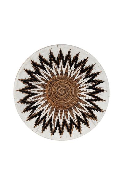 Bohem Hasır Yuvarlak Duvar Dekoru Bambu ve Makrome İle Yapılan Duvar Süsü 50 cm x 50 cm