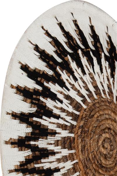Bohem Hasır Yuvarlak Duvar Dekoru Bambu ve Makrome İle Yapılan Duvar Süsü 50 cm x 50 cm