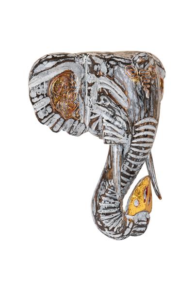 Dekoratif Ahşap Fil Objesi El Yapımı Doğal Tasarım 21 cm x 21 cm