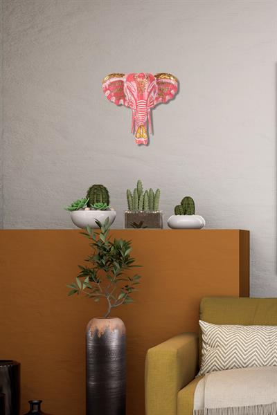 Dekoratif Ahşap Fil Objesi El Yapımı Doğal Tasarım 21 cm x 21 cm