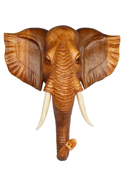 Dekoratif Ahşap Fil Objesi El Yapımı Doğal Tasarım 40 cm x 46 cm