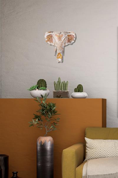 Dekoratif Ahşap Fil Objesi El Yapımı Doğal Tasarım 21 cm x 21 cm