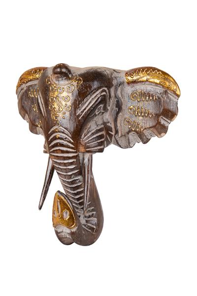 Dekoratif Ahşap Fil Objesi El Yapımı Doğal Tasarım 21 cm x 21 cm