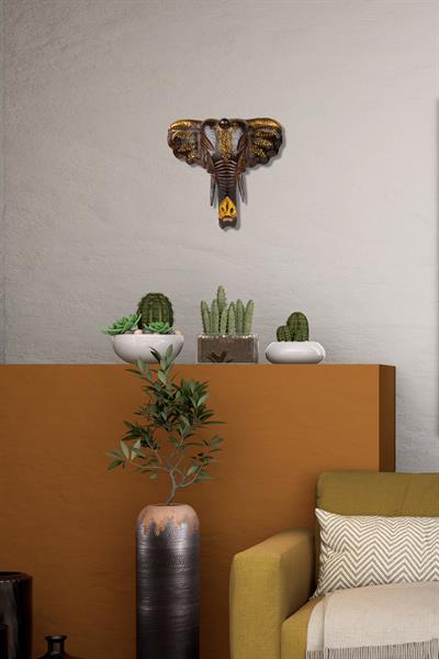 Dekoratif Ahşap Fil Objesi El Yapımı Doğal Tasarım 21 cm x 21 cm