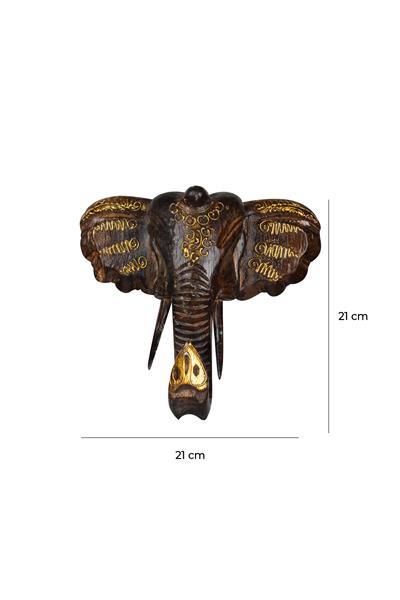Dekoratif Ahşap Fil Objesi El Yapımı Doğal Tasarım  21 cm x 21 cm