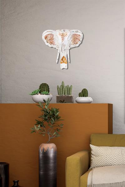 Dekoratif Ahşap Fil Objesi El Yapımı Doğal Tasarım 21 cm x 21 cm