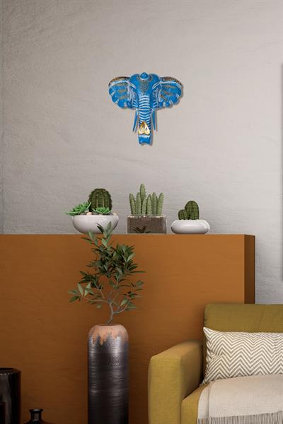 Dekoratif Ahşap Fil Objesi El Yapımı Doğal Tasarım  21 cm x 21 cm