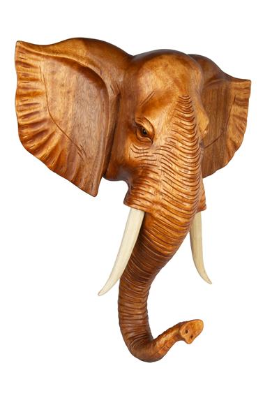 Dekoratif Ahşap Fil Objesi El Yapımı Doğal Tasarım 40 cm x 46 cm