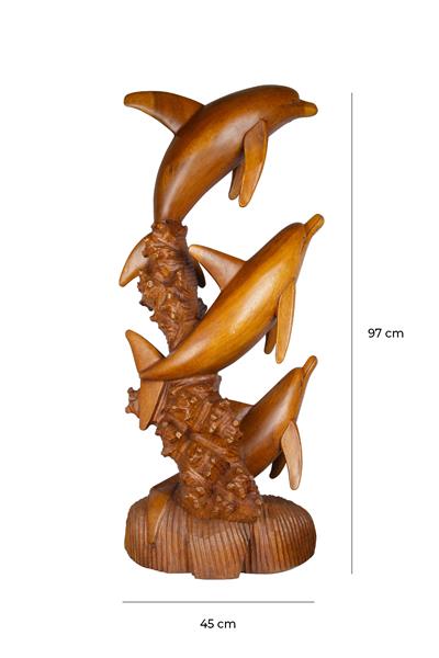 Dekoratif Ahşap Yunus Objesi El Yapımı Doğal Tasarım 45 cm x 97 cm