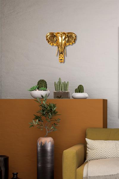 Dekoratif Ahşap Fil Objesi El Yapımı Doğal Tasarım 21 cm x 21 cm