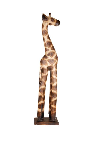 Dekoratif Ahşap Zurafa Objesi El Yapımı Doğal Tasarım 13 cm x 60 cm